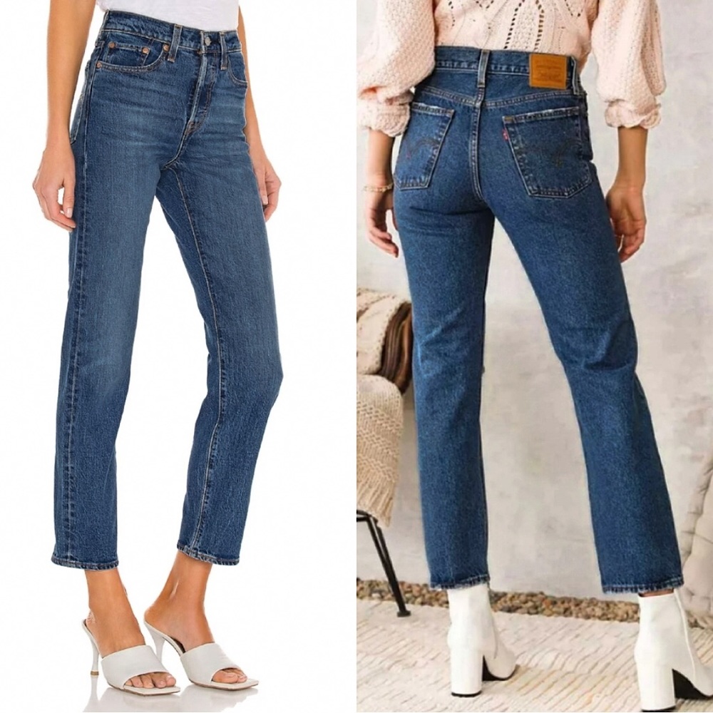 Levi’s Wedgie Straight Button Fly Dark Wash Jeans | 26